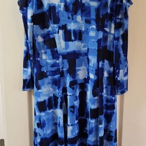 Susan Graver Blue Abstract Print Dress